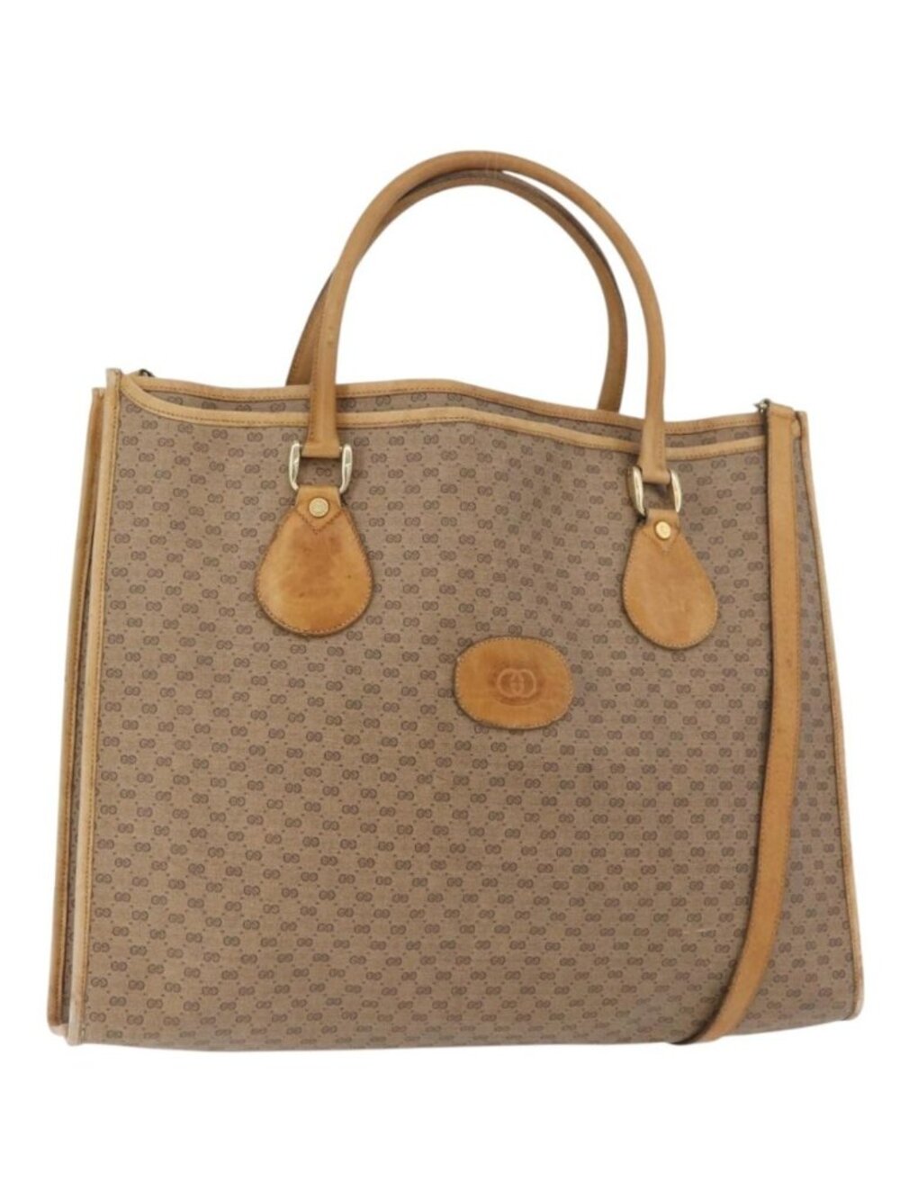 GUCCI Micro GG Supreme Tote Bag PVC 2way Beige Gold 002 904 0556